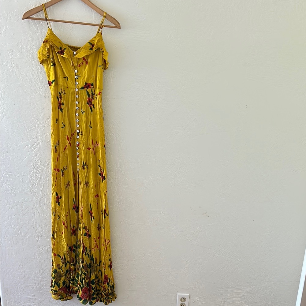 Kimchi Blue Yellow Ruched Sundress Maxi